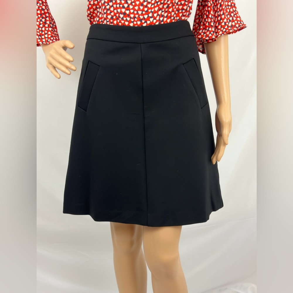 MARIO SERRANI ITALY Black Luxury Fabric Midi A-line Skirt Us Size 6